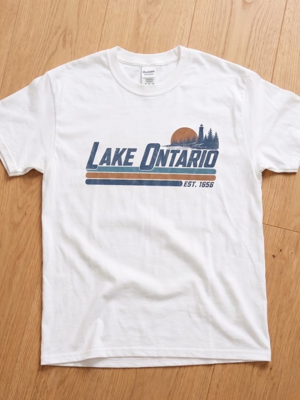 Lake Ontario Est 1656 Lighthouse Graphic Tee White Shirt